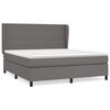 vidaXL Pat box spring cu saltea, gri, 160x200 cm, piele ecologică