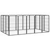 vidaXL Țarc c&acirc;ini 16 panouri negru 50x100 cm oțel vopsit electrostatic