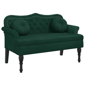 vidaXL Bancă cu perne, verde &icirc;nchis, 120,5x65x75 cm, catifea