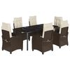 vidaXL Set mobilier de grădină cu perne, 7 piese, maro, poliratan