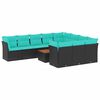 vidaXL Set canapele de grădină cu perne, 11 piese, negru, poliratan