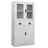 vidaXL Dulap de birou gri deschis 90x40x180 cm oțel/sticlă securizată