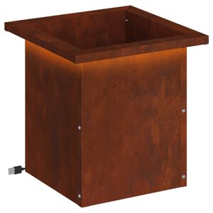 vidaXL Jardinieră de grădină cu LED Ruginit 30 x 30 x 30 cm