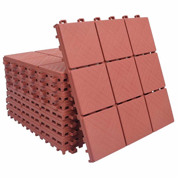 vidaXL Plăci pentru Deck 10 pcs Roșu 30,5 x 30,5 x 2,2 cm