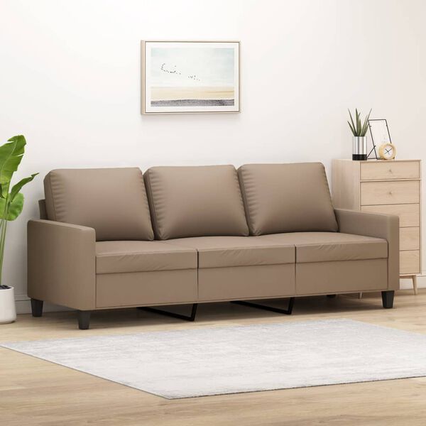 vidaXL Canapea cu 3 locuri, cappuccino, 180 cm, piele ecologică