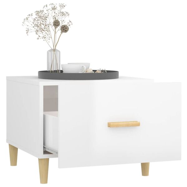 vidaXL Măsuță de cafea, alb extralucios, 50x50x40 cm, lemn compozit