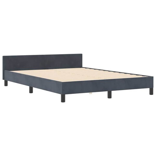 vidaXL Pat cu arcuri cu headboard Gri &icirc;nchis 180 x 200 cm Catifea