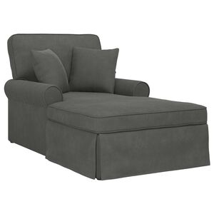 vidaXL Chaise Lounge cu fustă 3 buc. Gri &icirc;nchis Țesătură din corduroy