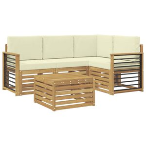 vidaXL Set de canapele de exterior 5 pcs Alb și crem Poliester