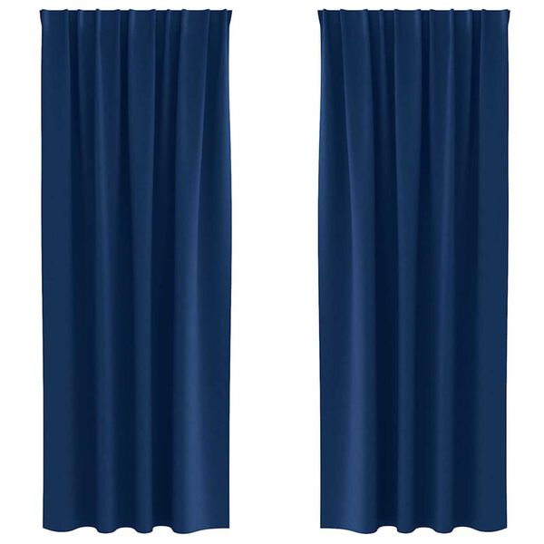 vidaXL Perdele Opaque cu Inel 2 pcs Albastru &icirc;nchis 225 x 140 cm