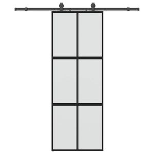vidaXL Ușă glisantă cu set feronerie neagră 76x205cm sticlă securizată