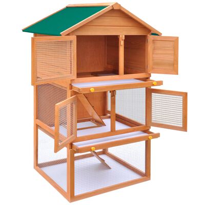 Cușcă de exterior iepuri cușcă adăpost animale mici 3 niveluri lemn