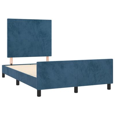 vidaXL Cadru de pat cu tăblie, albastru închis, 120x200 cm, catifea