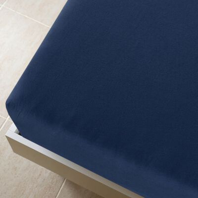 vidaXL Cearșaf de pat cu elastic, bleumarin, 90x200 cm, bumbac