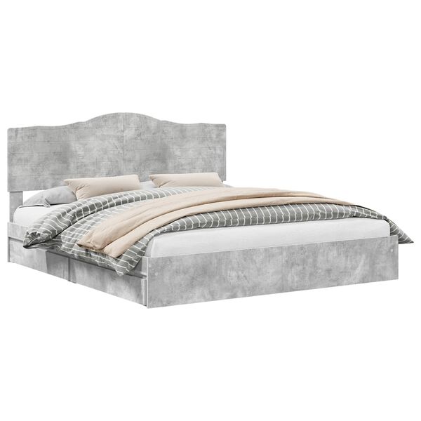 vidaXL Pat cu storage Gri din beton 180 x 200 cm Lemn compozit