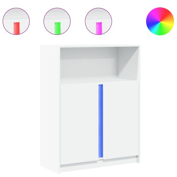 vidaXL Dulap cu LED, alb, 77x34x100 cm, lemn prelucrat