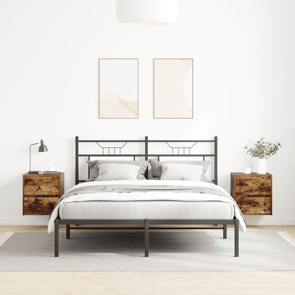 vidaXL Noptiere montate pe perete 2 buc Stejar afumat 38x34x40 cm