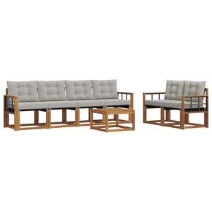 vidaXL Set de canapele de exterior 7 pcs Gri natural și deschis