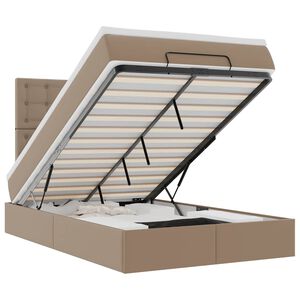 vidaXL Cadru de pat otoman cu saltea Cappucino piele artificială