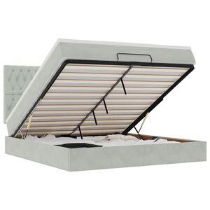 vidaXL Cadru de pat otoman cu saltele Gri deschis 160x200cm catifea