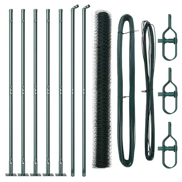 vidaXL St&acirc;lp de gard. Verde 10 x 1,5 m (plasă de 50 mm) Oțel și PVC