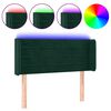 vidaXL Tăblie de pat cu LED, verde &icirc;nchis, 83x16x78/88 cm, catifea