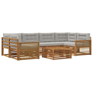vidaXL Set de canapele de exterior 7 pcs Natural și gri deschis