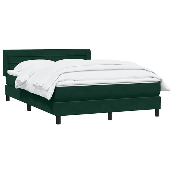 vidaXL Pat box spring cu saltea, verde &icirc;nchis, 160x220 cm, catifea