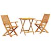 vidaXL Set Bistro Pliabil 3 pcs Maro Lemn Solid de Acacia