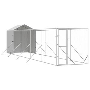 vidaXL Padoc exterior cu acoperiș argintiu 2x10x2,5 m oțel galvanizat