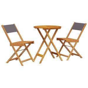 vidaXL Set mobilier bistro, 3 piese, textil antracit/lemn masiv