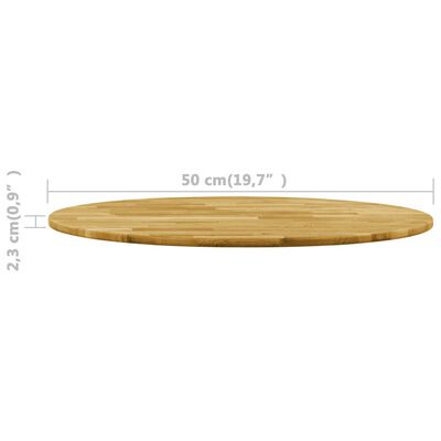 vidaXL Blat de masă, lemn masiv de stejar, rotund, 23 mm, 500 mm