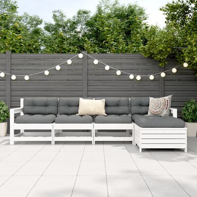 vidaXL Set canapea de grădină, 5 piese, alb, lemn masiv de pin