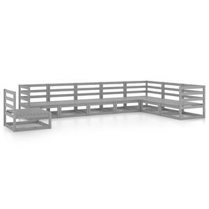 vidaXL Set mobilier de grădină, 8 piese, gri, lemn masiv de pin