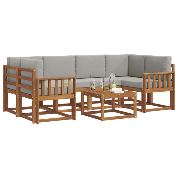vidaXL Set de canapele de exterior 7 pcs Gri natural și deschis