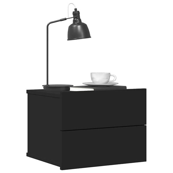 vidaXL Noptiere, 2 buc., negru, 40x30x30 cm, lemn prelucrat
