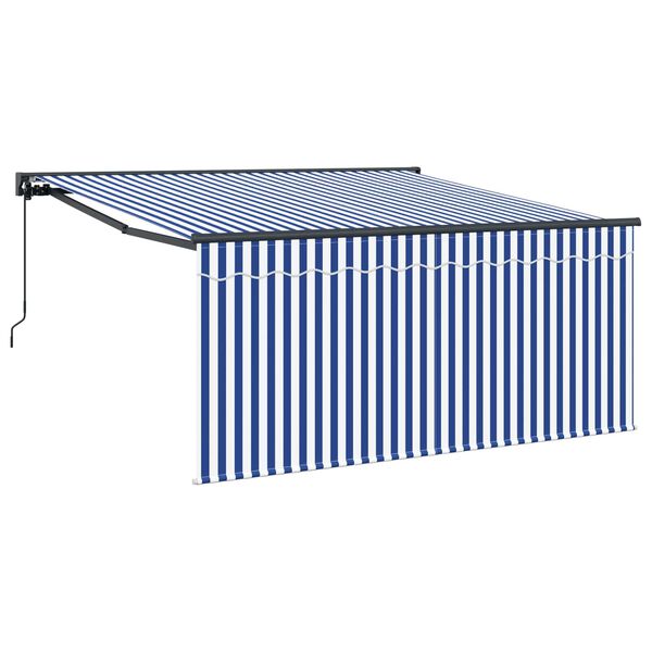 vidaXL Cortina Retractabilă Manual Albastru și Alb 350 x 250 cm