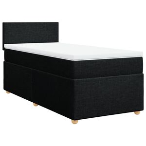 vidaXL Pat cu arcuri cu saltea, negru, de o persoană, textil