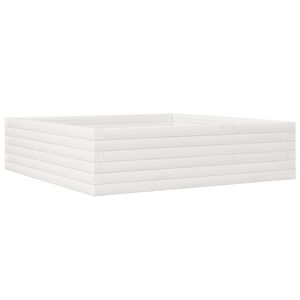 vidaXL Jardinieră de grădină, alb, 90x90x23 cm, lemn masiv de pin