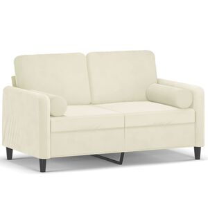 vidaXL Canapea cu 2 locuri cu pernuțe, crem, 120 cm, catifea