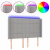 vidaXL Tăblie de pat cu LED, gri deschis, 147x16x118/128 cm, textil
