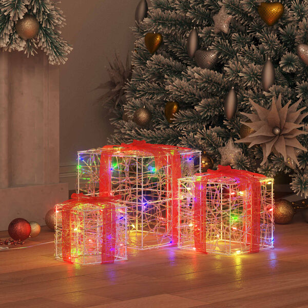 vidaXL Cutie cadou cu 60 LED 3 pcs Multicolour 20 x 20 x 20 cm Acril