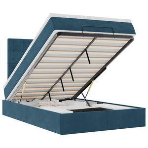 vidaXL Cadru pat otoman cu saltele Albastru &icirc;nchis 120x190cm catifea
