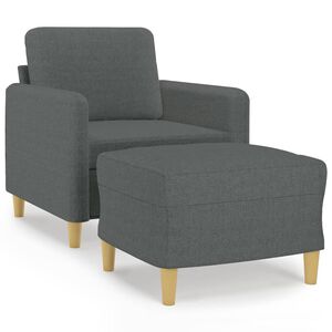 vidaXL Fotoliu canapea cu taburet, gri &icirc;nchis, 60 cm, textil