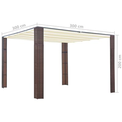 vidaXL Pavilion cu acoperiș, maro și crem, 300x300x200 cm, poliratan