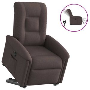 vidaXL Fotoliu electric rabatabil cu ridicare, maro &icirc;nchis, textil