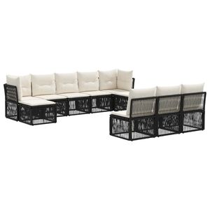 vidaXL Set de canapele pentru grădină 10 pcs Negru poliratan