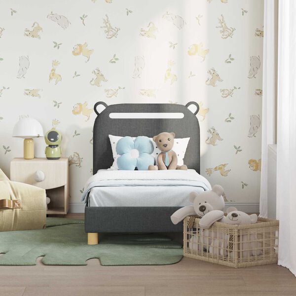 vidaXL Cadru de pat pentru copii cu spătar Gri închis 70 x 140 cm