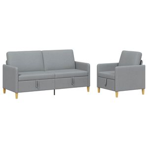 vidaXL Set de canapea cu spațiu de depozitare 2 pcs Gri deschis