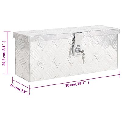 vidaXL Cutie de depozitare, argintiu, 50x15x20,5 cm, aluminiu